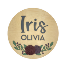 Load image into Gallery viewer, Two Roses & Greenery Name Sign