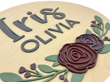 Load image into Gallery viewer, Two Roses & Greenery Name Sign