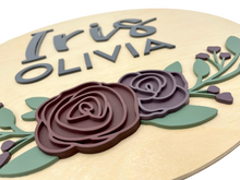 Load image into Gallery viewer, Two Roses & Greenery Name Sign