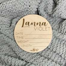 Load image into Gallery viewer, Baby Birth Stats Round (Personalized)