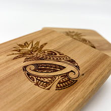 Load image into Gallery viewer, 3.5" Pineapple Tribal Engraved Acacia Wood Coasters (Square, Set of 2)