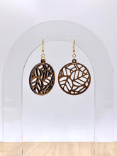 Load image into Gallery viewer, Round Nestled Leaves Earrings (Walnut Hardwood)