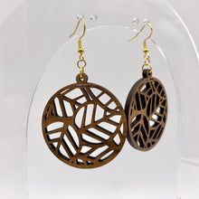Load image into Gallery viewer, Round Nestled Leaves Earrings (Walnut Hardwood)