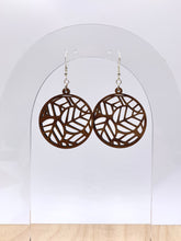 Load image into Gallery viewer, Round Nestled Leaves Earrings (Walnut Hardwood)