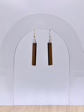 Load image into Gallery viewer, Narrow Bar Geometric Earrings (Walnut Hardwood)