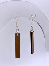 Load image into Gallery viewer, Narrow Bar Geometric Earrings (Walnut Hardwood)