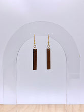 Load image into Gallery viewer, Narrow Bar Geometric Earrings (Walnut Hardwood)