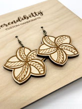 Load image into Gallery viewer, Plumeria Tribal Earrings (Wood)