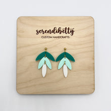 Load image into Gallery viewer, Tiered Statement Stud Earrings - Teal Ombre (Acrylic)