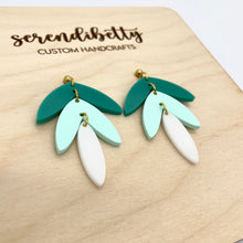 Load image into Gallery viewer, Tiered Statement Stud Earrings - Teal Ombre (Acrylic)