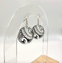 Load image into Gallery viewer, Round Clear & Black Tribal Earrings (Acrylic)
