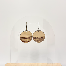 Load image into Gallery viewer, Round Half-Circle Tribal Earrings (Wood)