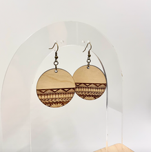 Load image into Gallery viewer, Round Half-Circle Tribal Earrings (Wood)