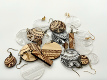 Load image into Gallery viewer, Round Clear & White Tribal Earrings (Acrylic)