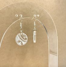 Load image into Gallery viewer, Round Clear & White Tribal Earrings (Acrylic)