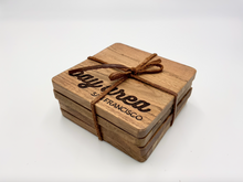 Load image into Gallery viewer, 3.5" BAY AREA Cities Acacia Wood Coasters (Square, Set of 4)