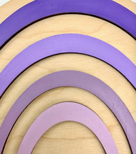 Load image into Gallery viewer, Wooden Rainbow with Macrame (Purples)