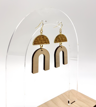 Load image into Gallery viewer, Woven Rattan Open U Earrings (Wood)