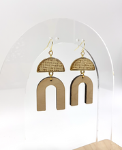 Load image into Gallery viewer, Woven Rattan Open U Earrings (Wood)