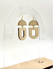 Load image into Gallery viewer, Woven Rattan Closed U Earrings (Wood)