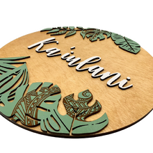 Load image into Gallery viewer, Tropical Leaves w/Tribal Engraving Name Sign