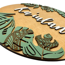 Load image into Gallery viewer, Tropical Leaves w/Tribal Engraving Name Sign