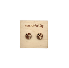 Load image into Gallery viewer, Round Tribal Engraved Studs (Wood)