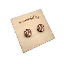 Load image into Gallery viewer, Round Tribal Engraved Studs (Wood)