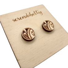 Load image into Gallery viewer, Round Tribal Engraved Studs (Wood)