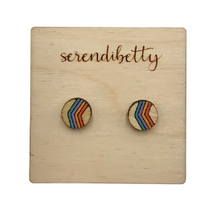 Load image into Gallery viewer, Hand-painted Rainbow Studs (Wood)