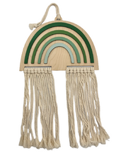 Load image into Gallery viewer, Wooden Rainbow with Macrame (Greens)