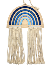 Load image into Gallery viewer, Wooden Rainbow with Macrame (Blues)