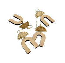 Load image into Gallery viewer, Woven Rattan Open U Earrings (Wood)