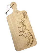 Load image into Gallery viewer, Plumeria Tribal Engraved Charcuterie Board w/Handle