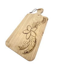Load image into Gallery viewer, Plumeria Tribal Engraved Charcuterie Board w/Handle