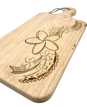 Load image into Gallery viewer, Plumeria Tribal Engraved Charcuterie Board w/Handle