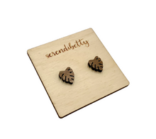 Load image into Gallery viewer, Monstera Leaf Studs (Walnut Hardwood)