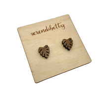Load image into Gallery viewer, Monstera Leaf Studs (Walnut Hardwood)