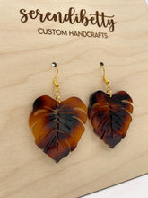 Load image into Gallery viewer, Tortoise Shell Monstera Earrings (Acrylic)