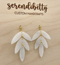 Load image into Gallery viewer, Tiered Statement Stud Earrings - White Marble (Acrylic)