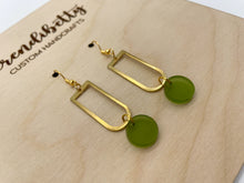Load image into Gallery viewer, Round Charm Earrings - Moss Green