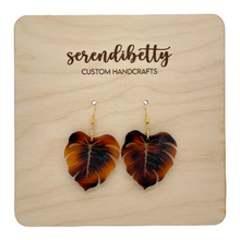 Load image into Gallery viewer, Tortoise Shell Monstera Earrings (Acrylic)