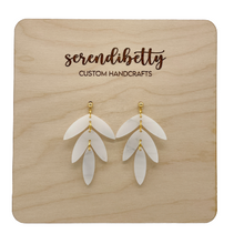 Load image into Gallery viewer, Tiered Statement Stud Earrings - White Marble (Acrylic)