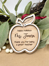 Load image into Gallery viewer, Teacher Apple Ornament (Personalized)