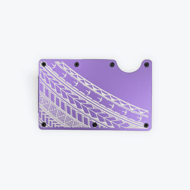 Half Tribal Engraved Metal Wallet - Purple