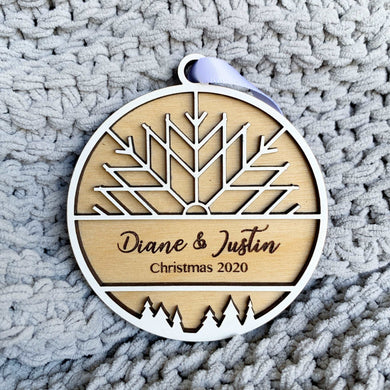 Personalized Snowflake & Trees Ornament