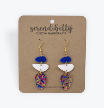 Load image into Gallery viewer, Stacking Stones Earrings - Blue/White/Glitter (Acrylic)
