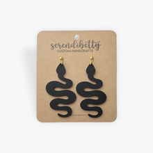 Load image into Gallery viewer, Snake Stud Earrings - Matte Black (Acrylic)
