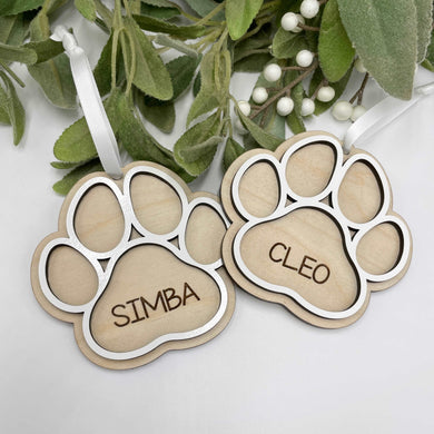 Personalized Paw Print Ornament (Dog)