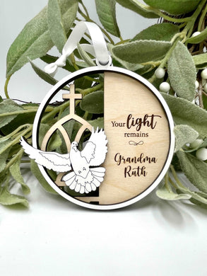 Personalized Dove/Cross Remembrance Ornament